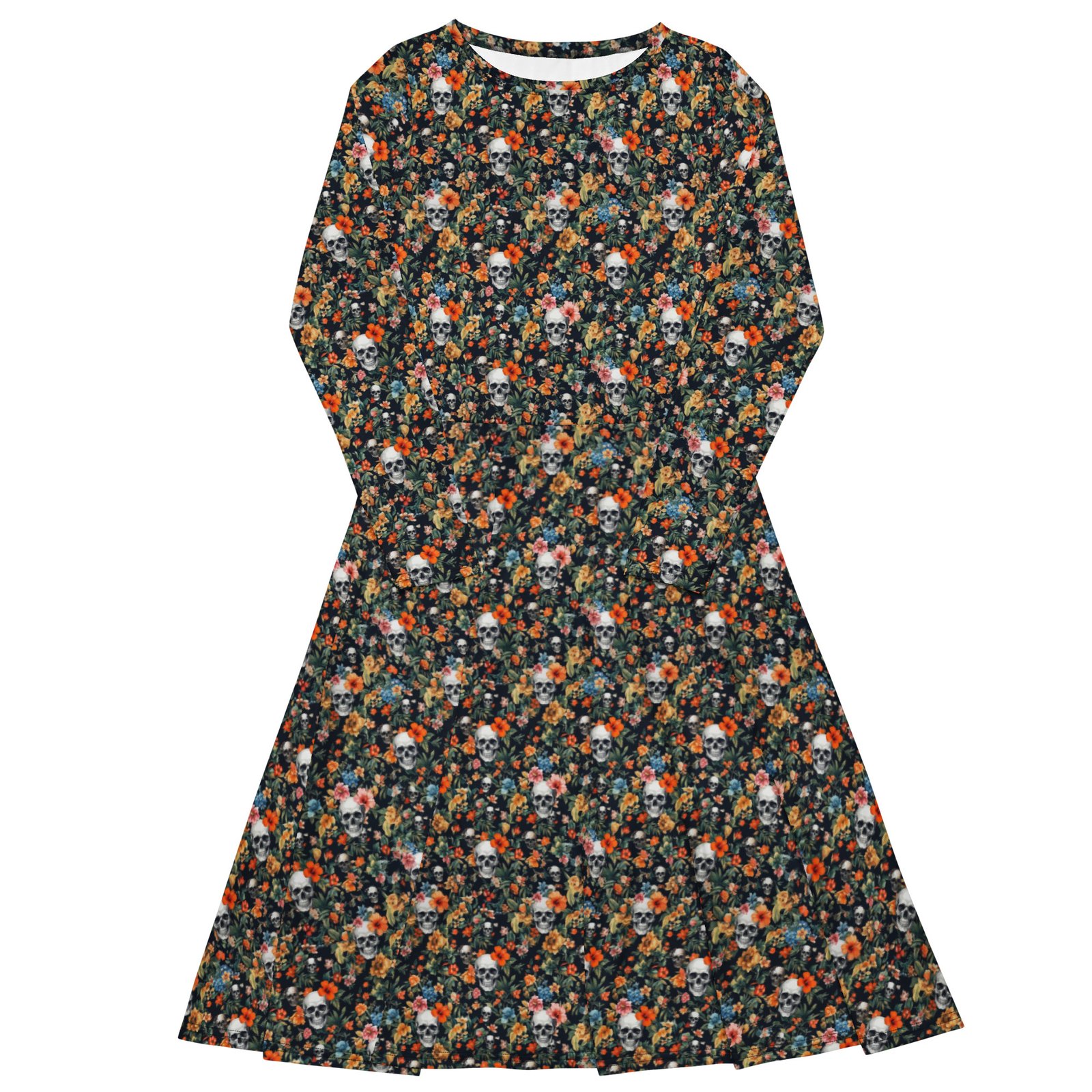 midi dress black flowers
