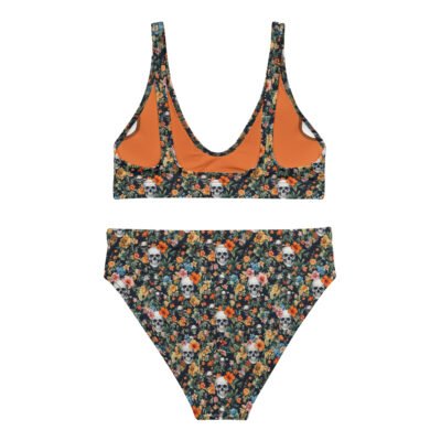padded bikini noir skull flowers