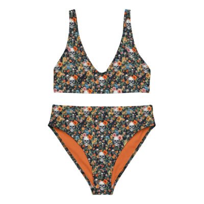 padded bikini noir skull flowers