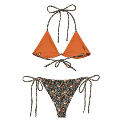 bikini noir skull flowers