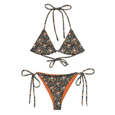 bikini noir skull flowers