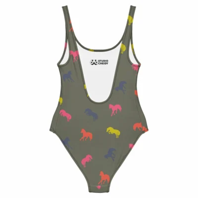 one piece swimsuit fluo horses back