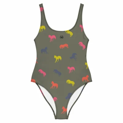 one piece swimsuit fluo horses front