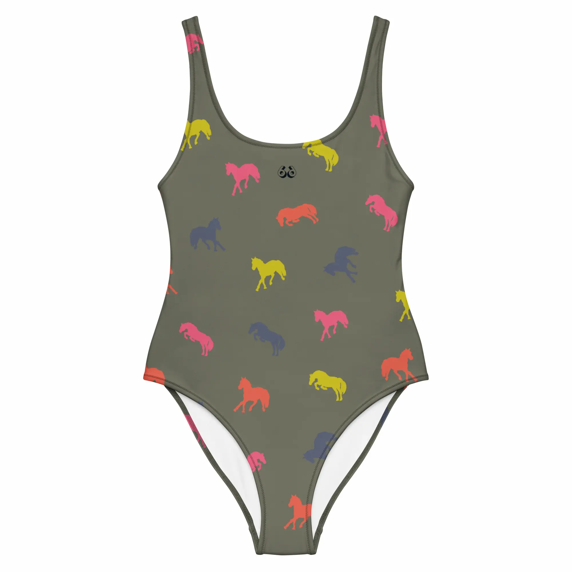 one piece swimsuit fluo horses front