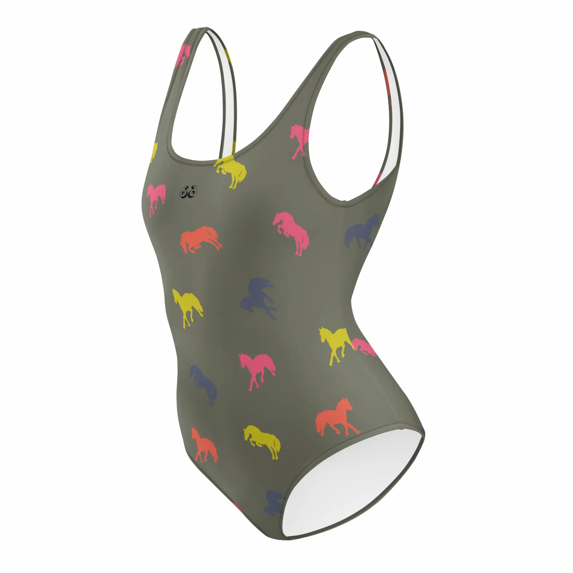 one piece swimsuit fluo horses left