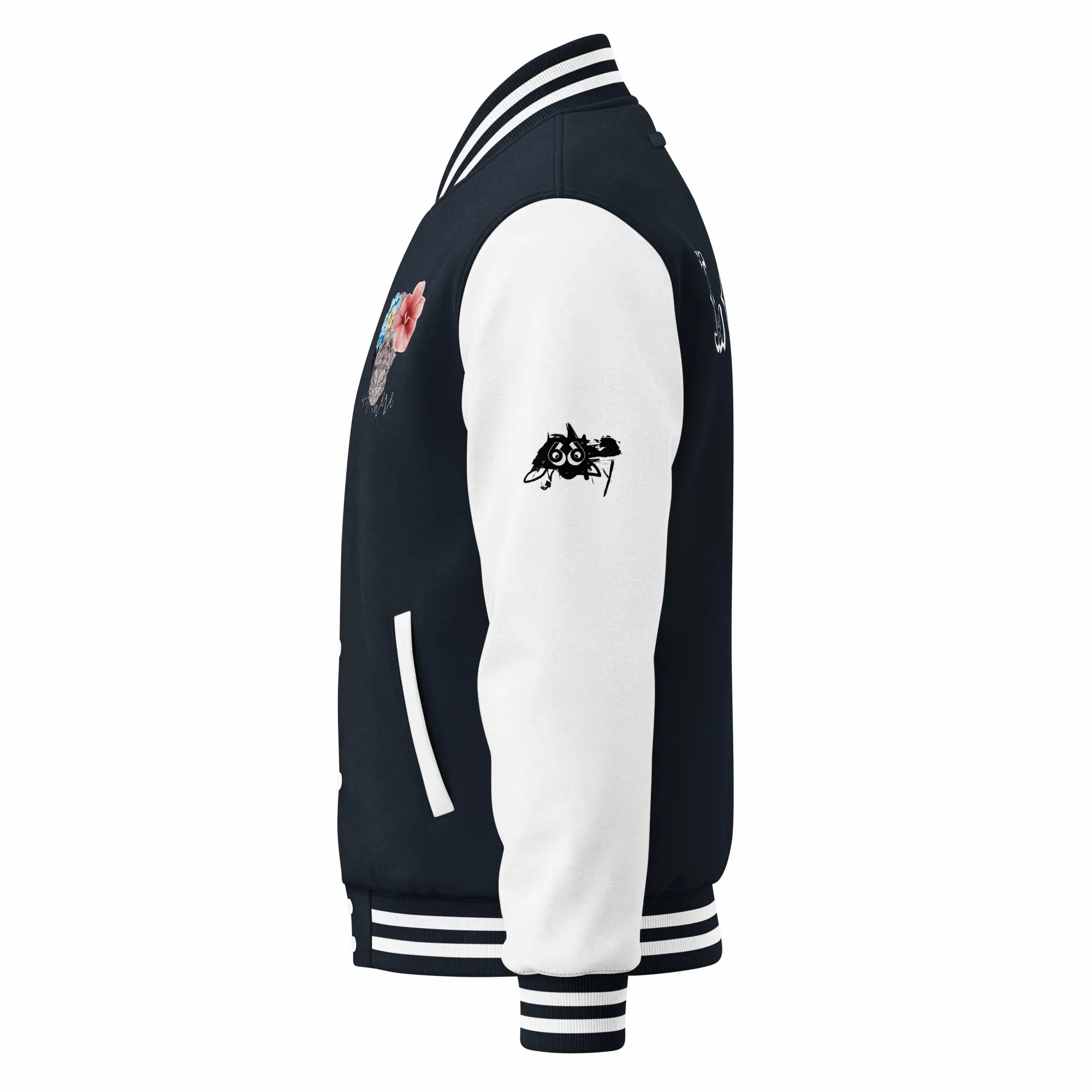womens varsity jacket oxford navy arctic white left