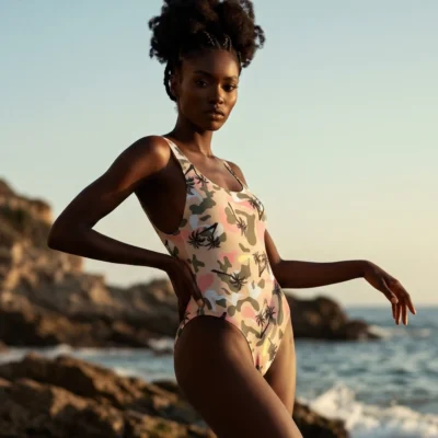 swimsuit one piece cam black palm