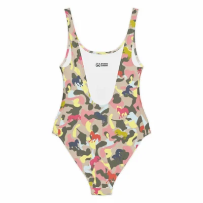 swimsuit one piece – camo sporty glam horses back