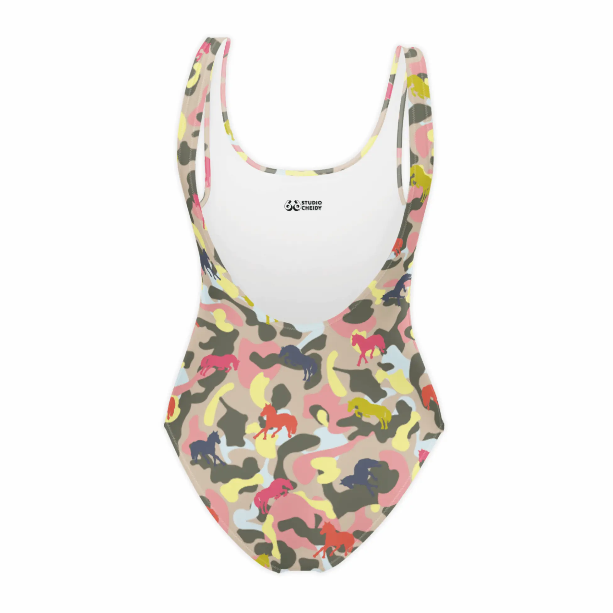 swimsuit one piece – camo sporty glam horses back dynamic