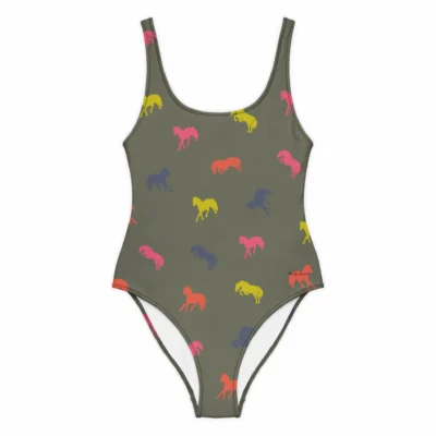 swimsuit one piece – fluo horses front