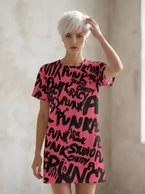 women's t shirt dress | rose write punk